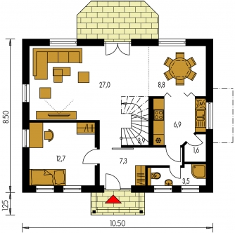 Mirror image | Floor plan of ground floor - KOMPAKT 45